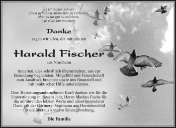 Traueranzeige von Harald Fischer von Südthüringer Presse