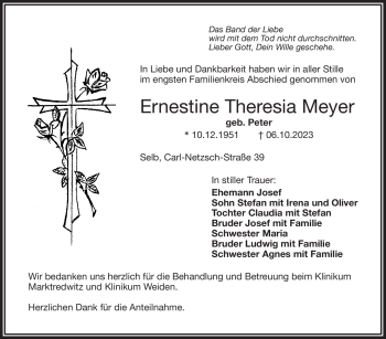 Traueranzeige von Ernestine Theresia Meyer von Frankenpost
