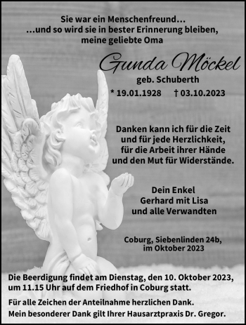 Traueranzeige von Gunda Möckel von Neue Presse Coburg