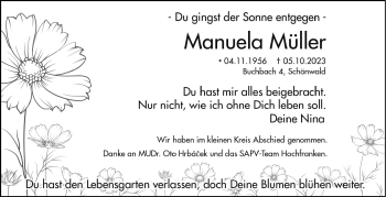 Traueranzeige von Manuela Müller von Frankenpost