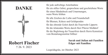Traueranzeige von Robert Fischer von Frankenpost