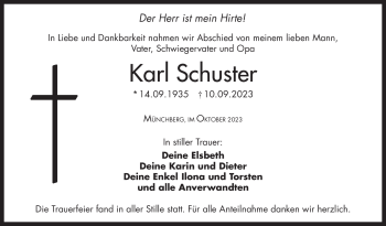 Traueranzeige von Karl Schuster von Frankenpost