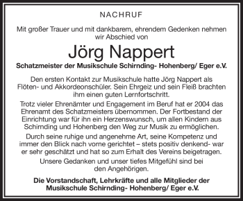 Traueranzeige von Jörg Nappert von Frankenpost