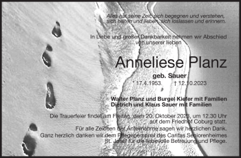 Traueranzeige von Anneliese Planz von Neue Presse Coburg