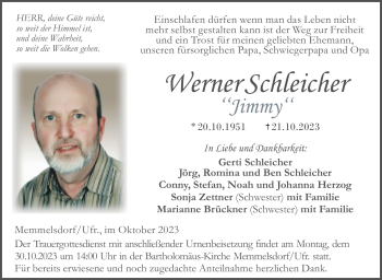 Traueranzeige von Werner Schleicher von Neue Presse Coburg