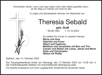 Traueranzeige von Theresia Sebald von Neue Presse Coburg