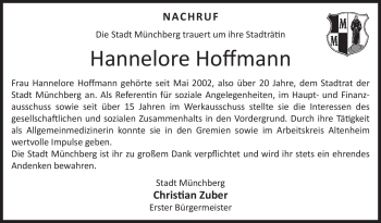 Traueranzeige von Hannelore Hoffmann von Frankenpost