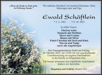 Traueranzeige von Ewald Schäftlein von Südthüringer Presse