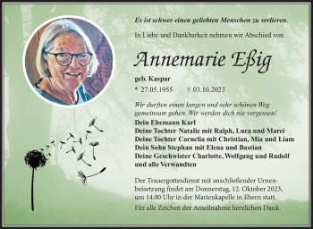 Traueranzeige von Annemarie Eßig von Neue Presse Coburg