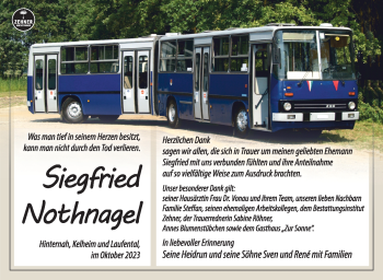 Traueranzeige von Siegfried Nothnagel von Südthüringer Presse