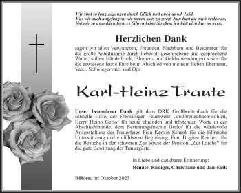 Traueranzeige von Karl-Heinz Traute von Südthüringer Presse