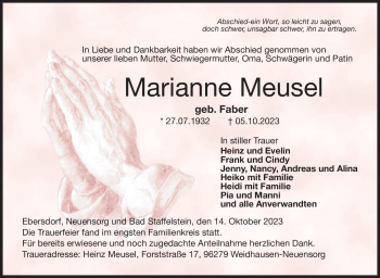 Traueranzeige von Marianne Meusel von Neue Presse Coburg