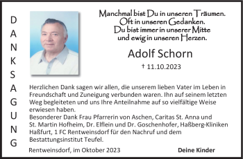 Traueranzeige von Adolf Schorn von Neue Presse Coburg