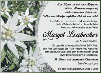 Traueranzeige von Margot Leubecher von Südthüringer Presse