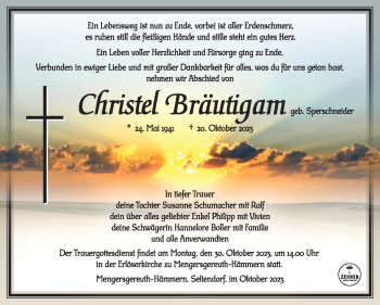 Traueranzeige von Christel Bräutigam von Südthüringer Presse