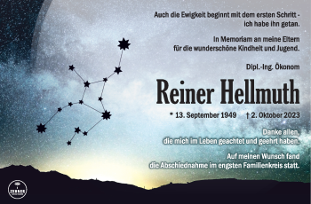 Traueranzeige von Reiner Hellmuth von Südthüringer Presse