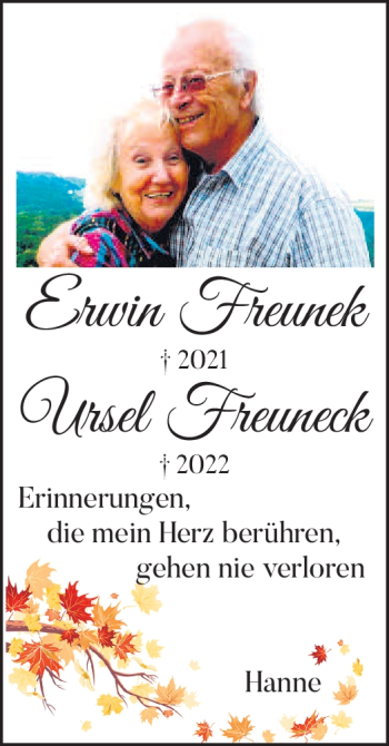Traueranzeige von Erwin & Ursel Freuneck von Frankenpost