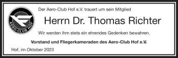 Traueranzeige von Thomas Richter von Frankenpost