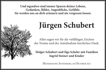 Traueranzeige von Jürgen Schubert von Südthüringer Presse