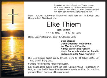 Traueranzeige von Elke Thiem von Frankenpost
