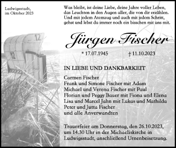 Traueranzeige von Jürgen Fischer von Neue Presse Coburg