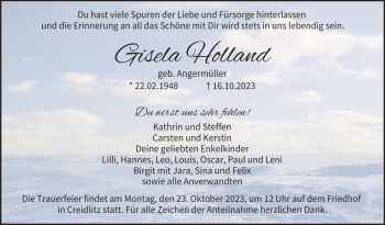 Traueranzeige von Gisela Holland von Neue Presse Coburg