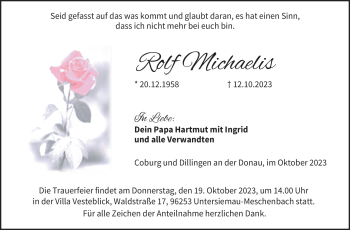 Traueranzeige von Rolf Michaelis von Neue Presse Coburg