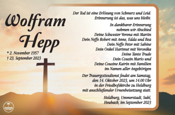 Traueranzeige von Wolfram Hepp von Südthüringer Presse