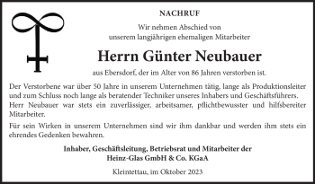 Traueranzeige von Günther Neubau von Neue Presse Coburg
