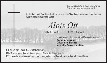 Traueranzeige von Alois Ott von Neue Presse Coburg