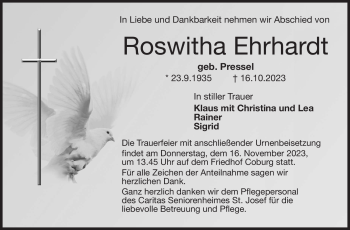 Traueranzeige von Roswitha Ehrhardt von Neue Presse Coburg