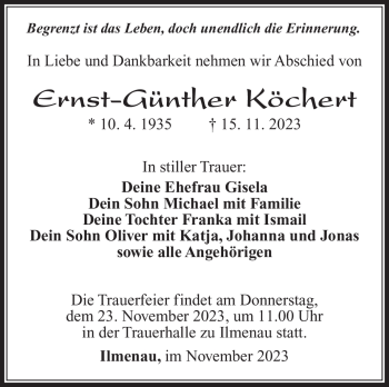 Traueranzeige von Ernst-Günther Köchert von Südthüringer Presse