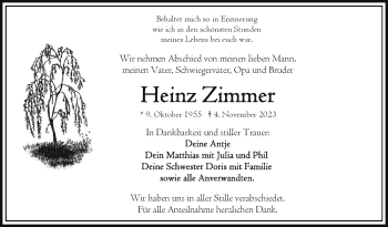 Traueranzeige von Heinz Zimmer von Frankenpost