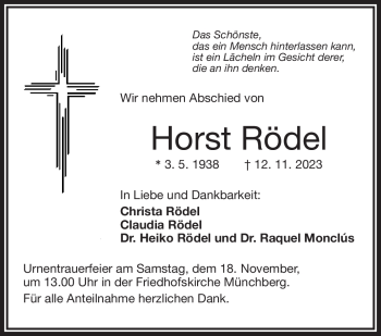 Traueranzeige von Horst Rödel von Frankenpost
