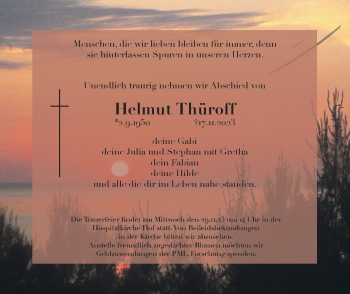 Traueranzeige von Helmut Thüroff von Frankenpost