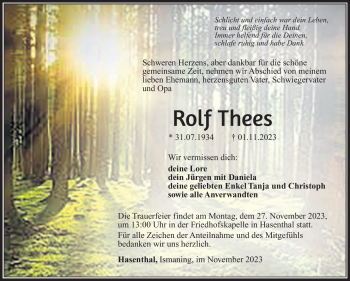 Traueranzeige von Rolf Thees von Südthüringer Presse