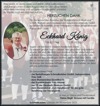 Traueranzeige von Eckhard König von Südthüringer Presse