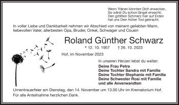 Traueranzeige von Roland Günther Schwarz von Frankenpost