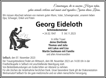 Traueranzeige von Georg Eideloth von Neue Presse Coburg