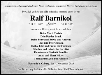 Traueranzeige von Ralf Barnikol von Neue Presse Coburg