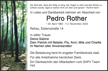 Traueranzeige von Pedro Rother von Frankenpost