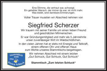 Traueranzeige von Siegfried Scherzer von Frankenpost