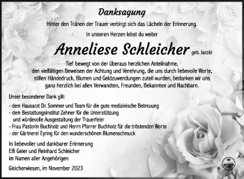 Traueranzeige von Anneliese Schleicher von Südthüringer Presse