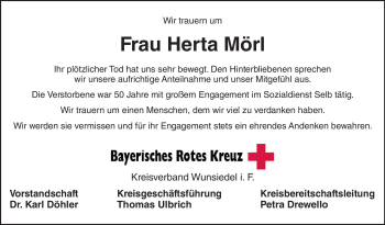 Traueranzeige von Herta Mörl von Frankenpost