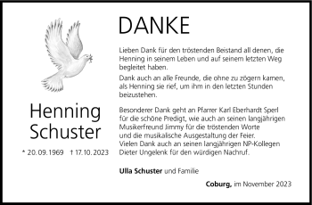 Traueranzeige von Henning Schuster von Neue Presse Coburg