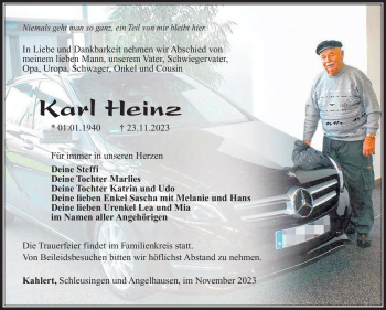 Traueranzeige von Karl Heinz von Südthüringer Presse