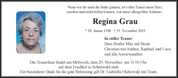 Traueranzeige von Regina Grau von Frankenpost