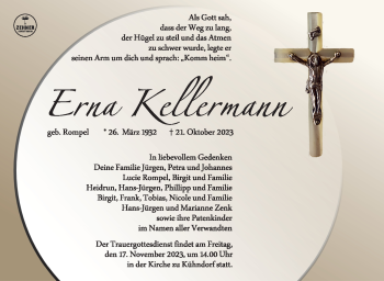 Traueranzeige von Erna Kellermann von Südthüringer Presse