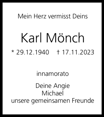 Traueranzeige von Karl Mönch von Neue Presse Coburg
