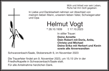 Traueranzeige von Helmut Vogt von Frankenpost